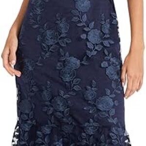 Maggy London Navy Floral Midi Dress - size 18
